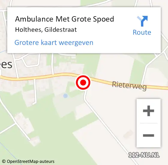 Locatie op kaart van de 112 melding: Ambulance Met Grote Spoed Naar Holthees, Gildestraat op 20 september 2013 04:55