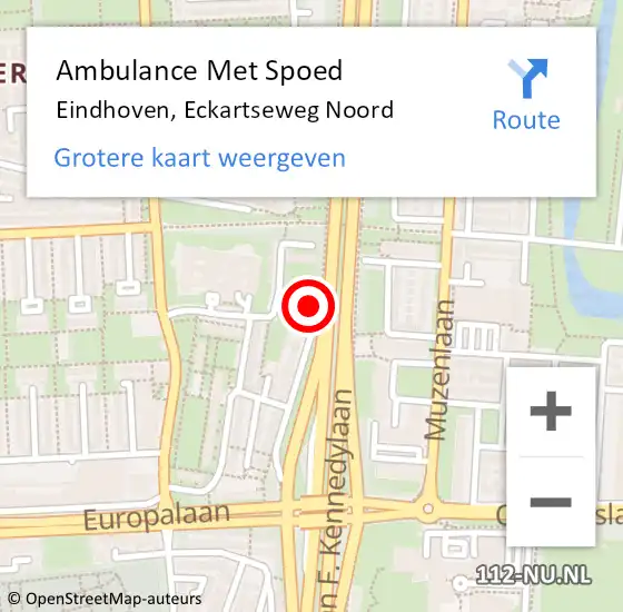 Locatie op kaart van de 112 melding: Ambulance Met Spoed Naar Eindhoven, Eckartseweg Noord op 31 mei 2017 09:23