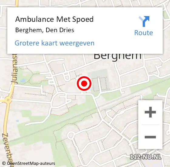 Locatie op kaart van de 112 melding: Ambulance Met Spoed Naar Berghem, Den Dries op 31 mei 2017 09:41