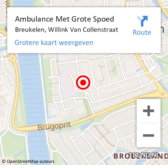 Locatie op kaart van de 112 melding: Ambulance Met Grote Spoed Naar Breukelen, Willink Van Collenstraat op 31 mei 2017 09:50