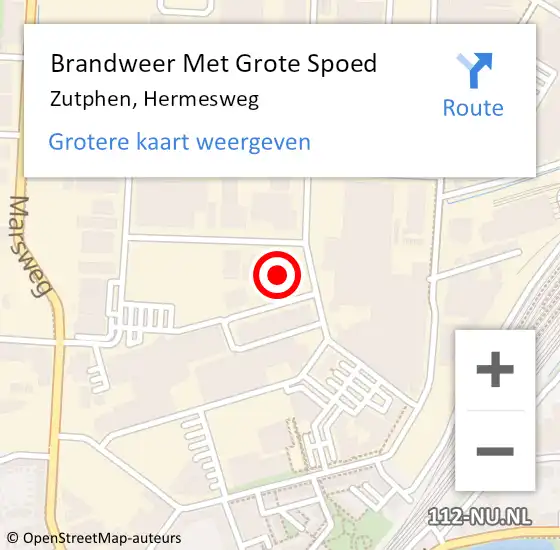 Locatie op kaart van de 112 melding: Brandweer Met Grote Spoed Naar Zutphen, Hermesweg op 31 mei 2017 10:10