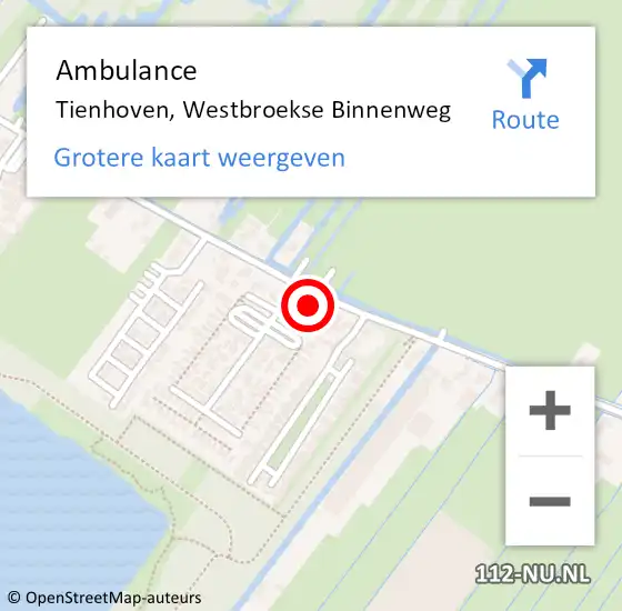 Locatie op kaart van de 112 melding: Ambulance Tienhoven, Westbroekse Binnenweg op 31 mei 2017 10:18