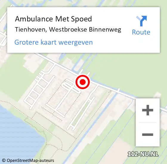 Locatie op kaart van de 112 melding: Ambulance Met Spoed Naar Tienhoven, Westbroekse Binnenweg op 31 mei 2017 10:21