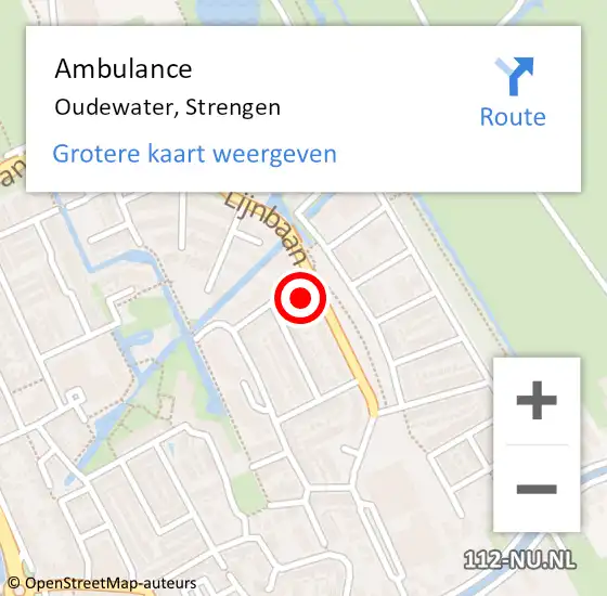 Locatie op kaart van de 112 melding: Ambulance Oudewater, Strengen op 31 mei 2017 10:59