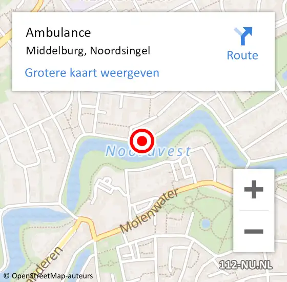 Locatie op kaart van de 112 melding: Ambulance Middelburg, Noordsingel op 31 mei 2017 11:00