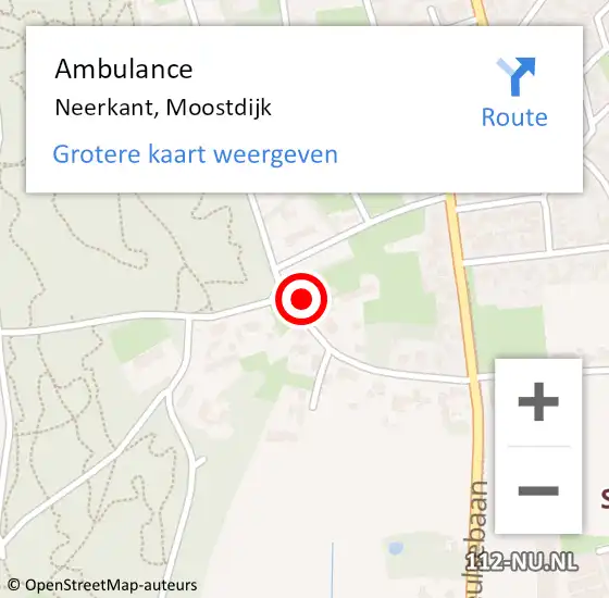 Locatie op kaart van de 112 melding: Ambulance Neerkant, Moostdijk op 31 mei 2017 11:11