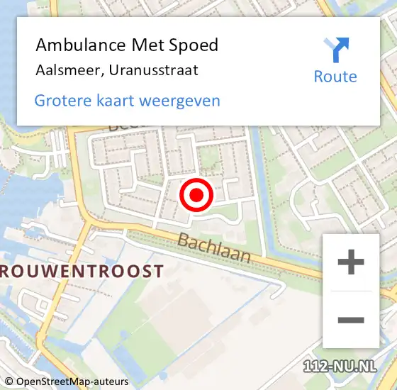 Locatie op kaart van de 112 melding: Ambulance Met Spoed Naar Aalsmeer, Uranusstraat op 31 mei 2017 11:23