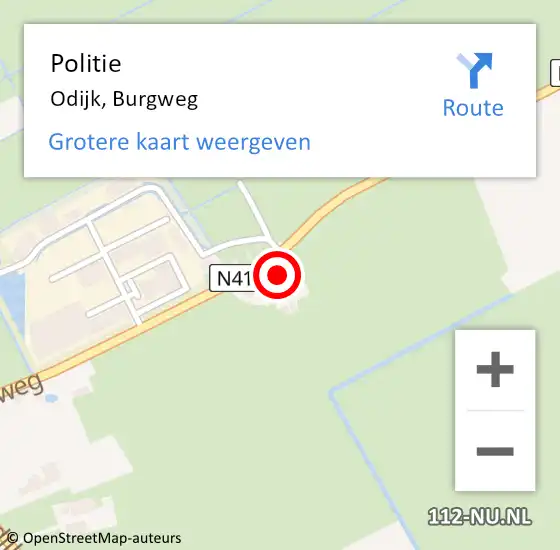 Locatie op kaart van de 112 melding: Politie Odijk, Burgweg op 31 mei 2017 11:26