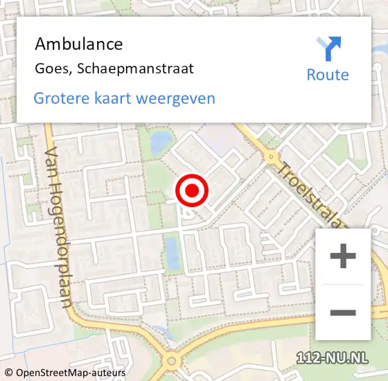 Locatie op kaart van de 112 melding: Ambulance Goes, Schaepmanstraat op 31 mei 2017 11:36