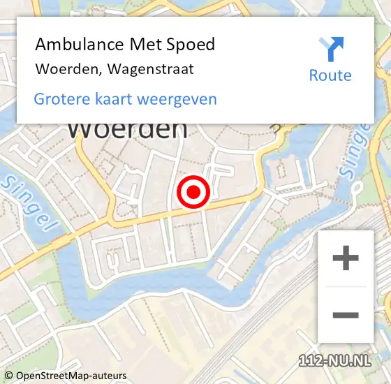 Locatie op kaart van de 112 melding: Ambulance Met Spoed Naar Woerden, Wagenstraat op 31 mei 2017 12:15