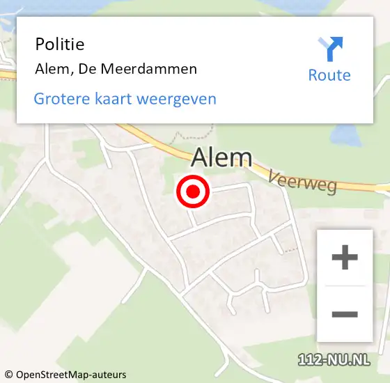 Locatie op kaart van de 112 melding: Politie Alem, De Meerdammen op 31 mei 2017 13:14