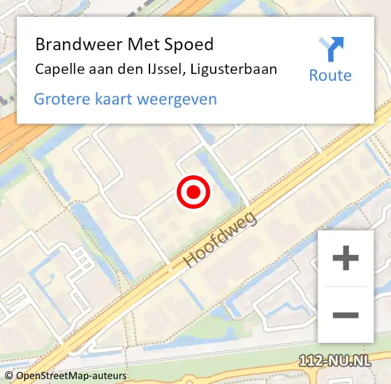 Locatie op kaart van de 112 melding: Brandweer Met Spoed Naar Capelle aan den IJssel, Ligusterbaan op 31 mei 2017 13:44