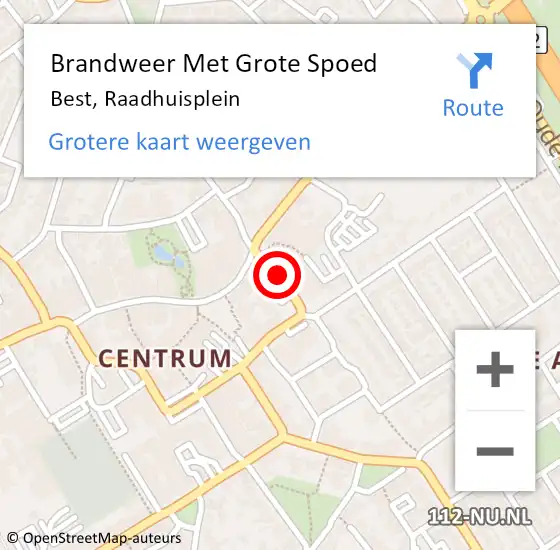 Locatie op kaart van de 112 melding: Brandweer Met Grote Spoed Naar Best, Raadhuisplein op 22 januari 2014 10:51