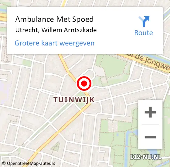 Locatie op kaart van de 112 melding: Ambulance Met Spoed Naar Utrecht, Willem Arntszkade op 31 mei 2017 15:05