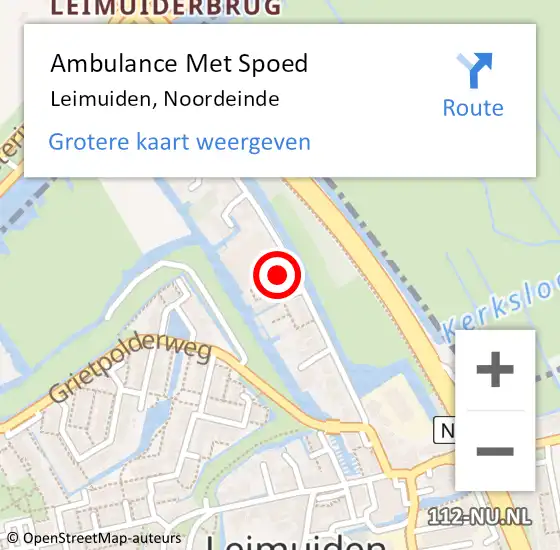 Locatie op kaart van de 112 melding: Ambulance Met Spoed Naar Leimuiden, Noordeinde op 31 mei 2017 15:25