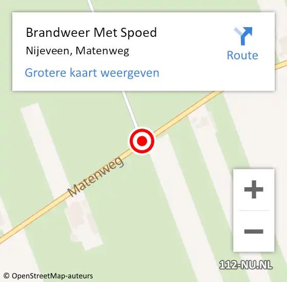 Locatie op kaart van de 112 melding: Brandweer Met Spoed Naar Nijeveen, Matenweg op 31 mei 2017 15:31