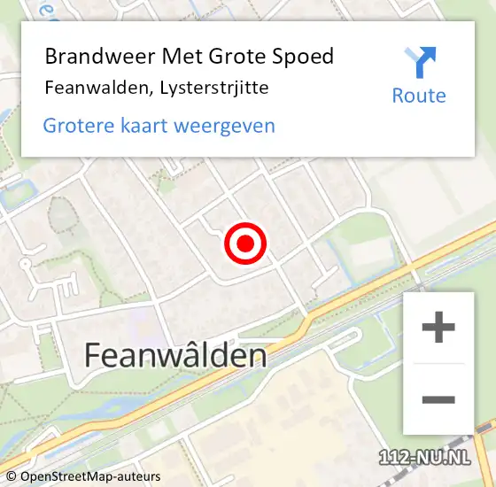 Locatie op kaart van de 112 melding: Brandweer Met Grote Spoed Naar Feanwalden, Lysterstrjitte op 31 mei 2017 16:08