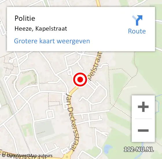 Locatie op kaart van de 112 melding: Politie Heeze, Kapelstraat op 31 mei 2017 16:49