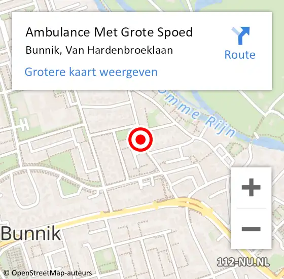 Locatie op kaart van de 112 melding: Ambulance Met Grote Spoed Naar Bunnik, Van Hardenbroeklaan op 31 mei 2017 17:26