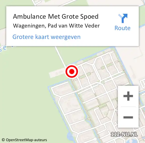 Locatie op kaart van de 112 melding: Ambulance Met Grote Spoed Naar Wageningen, Pad van Witte Veder op 31 mei 2017 17:36