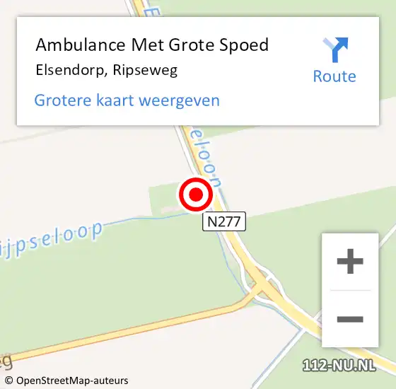 Locatie op kaart van de 112 melding: Ambulance Met Grote Spoed Naar Elsendorp, Ripseweg op 31 mei 2017 17:42