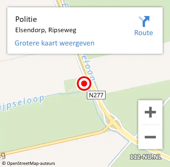 Locatie op kaart van de 112 melding: Politie Elsendorp, Ripseweg op 31 mei 2017 18:07