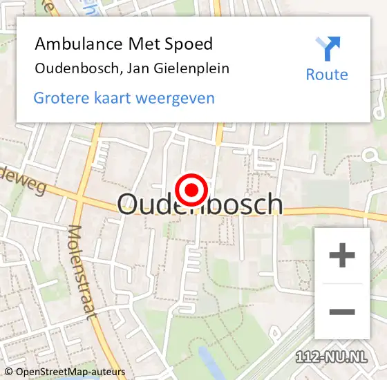 Locatie op kaart van de 112 melding: Ambulance Met Spoed Naar Oudenbosch, Jan Gielenplein op 31 mei 2017 18:34