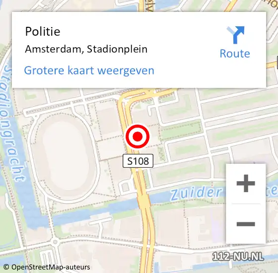 Locatie op kaart van de 112 melding: Politie Amsterdam, Stadionplein op 31 mei 2017 19:36