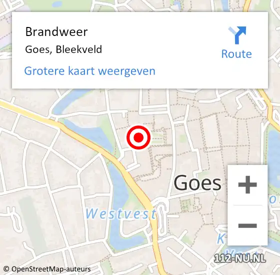 Locatie op kaart van de 112 melding: Brandweer Goes, Bleekveld op 31 mei 2017 19:40