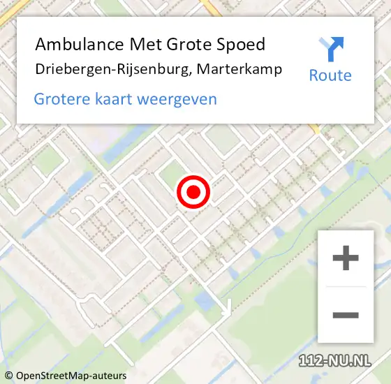 Locatie op kaart van de 112 melding: Ambulance Met Grote Spoed Naar Driebergen-Rijsenburg, Marterkamp op 31 mei 2017 19:51