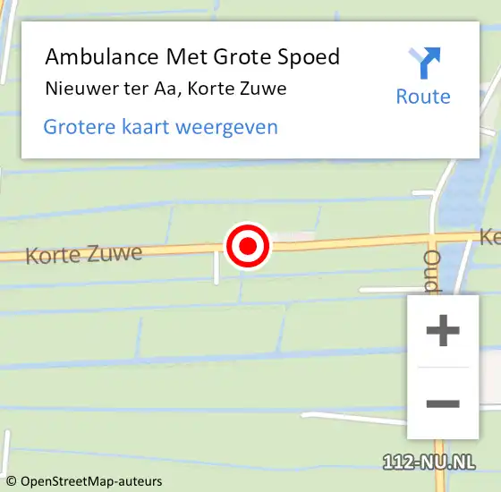 Locatie op kaart van de 112 melding: Ambulance Met Grote Spoed Naar Nieuwer ter Aa, Korte Zuwe op 31 mei 2017 19:55