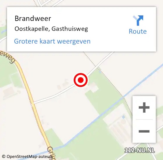 Locatie op kaart van de 112 melding: Brandweer Oostkapelle, Gasthuisweg op 31 mei 2017 20:20