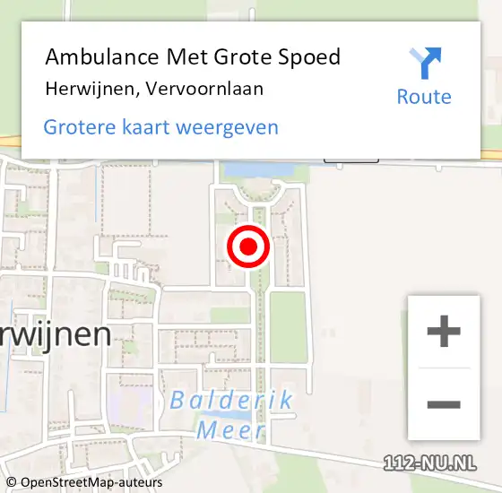 Locatie op kaart van de 112 melding: Ambulance Met Grote Spoed Naar Herwijnen, Vervoornlaan op 31 mei 2017 20:21