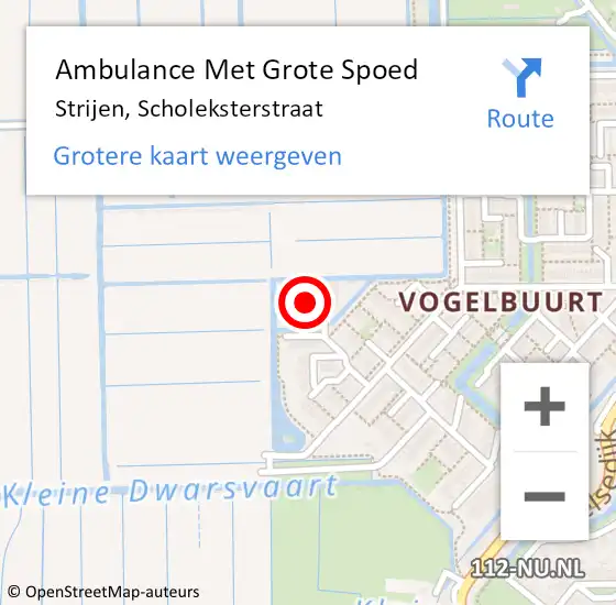 Locatie op kaart van de 112 melding: Ambulance Met Grote Spoed Naar Strijen, Scholeksterstraat op 31 mei 2017 20:30