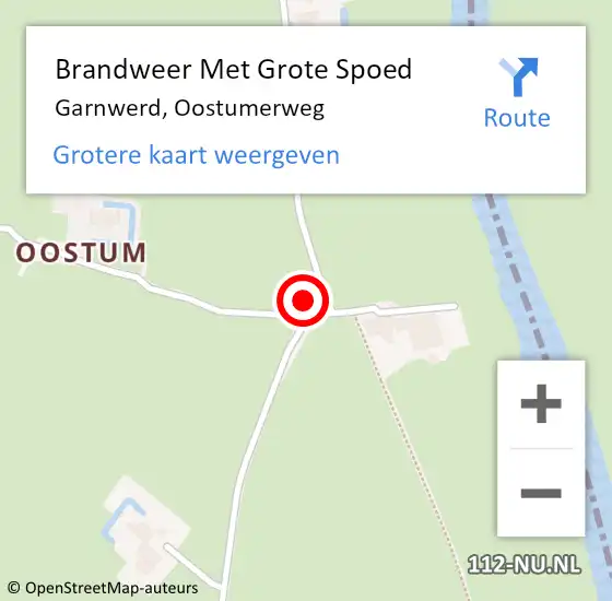 Locatie op kaart van de 112 melding: Brandweer Met Grote Spoed Naar Garnwerd, Oostumerweg op 31 mei 2017 21:08