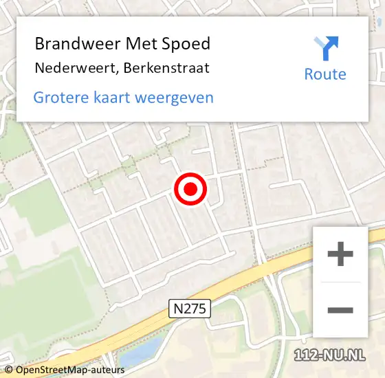 Locatie op kaart van de 112 melding: Brandweer Met Spoed Naar Nederweert, Berkenstraat op 31 mei 2017 21:09