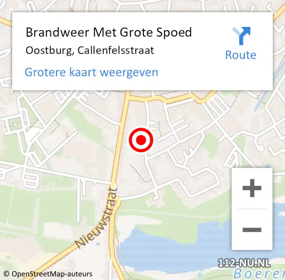 Locatie op kaart van de 112 melding: Brandweer Met Grote Spoed Naar Oostburg, Callenfelsstraat op 31 mei 2017 21:56