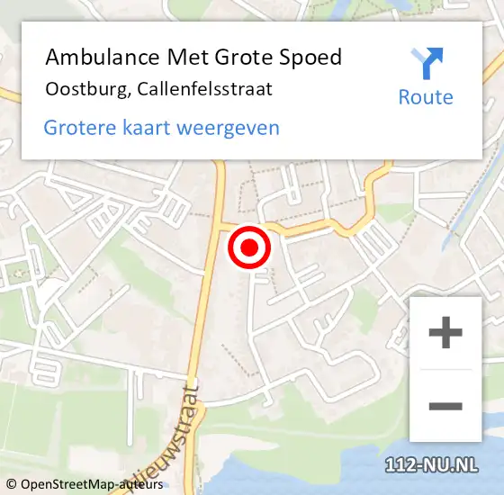 Locatie op kaart van de 112 melding: Ambulance Met Grote Spoed Naar Oostburg, Callenfelsstraat op 31 mei 2017 22:05