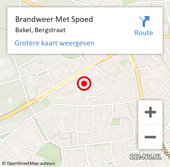 Locatie op kaart van de 112 melding: Brandweer Met Spoed Naar Bakel, Bergstraat op 31 mei 2017 22:42