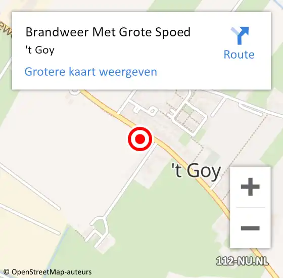 Locatie op kaart van de 112 melding: Brandweer Met Grote Spoed Naar 't Goy op 31 mei 2017 22:53