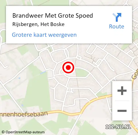 Locatie op kaart van de 112 melding: Brandweer Met Grote Spoed Naar Rijsbergen, Het Boske op 31 mei 2017 22:55