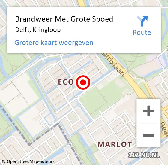 Locatie op kaart van de 112 melding: Brandweer Met Grote Spoed Naar Delft, Kringloop op 31 mei 2017 23:09
