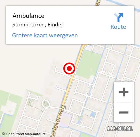 Locatie op kaart van de 112 melding: Ambulance Stompetoren, Einder op 22 januari 2014 11:51