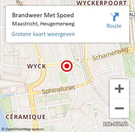 Locatie op kaart van de 112 melding: Brandweer Met Spoed Naar Maastricht, Heugemerweg op 1 juni 2017 01:42