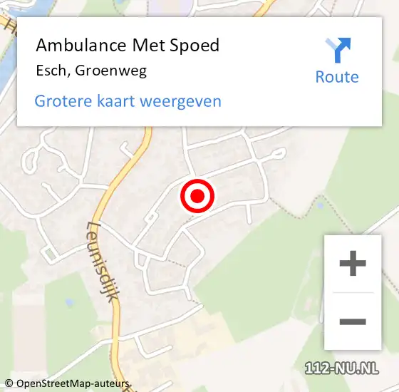 Locatie op kaart van de 112 melding: Ambulance Met Spoed Naar Esch, Groenweg op 1 juni 2017 01:49