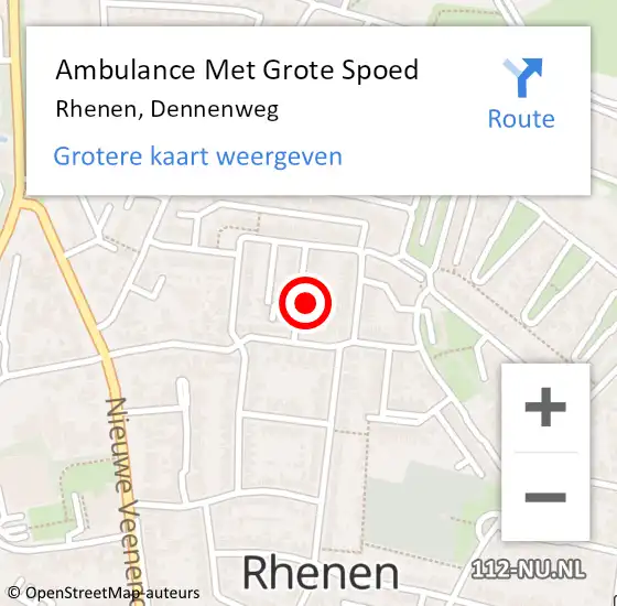 Locatie op kaart van de 112 melding: Ambulance Met Grote Spoed Naar Rhenen, Dennenweg op 1 juni 2017 03:30