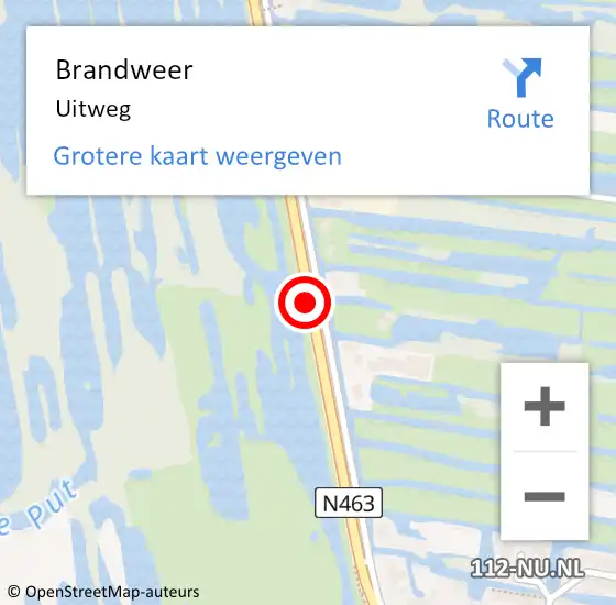 Locatie op kaart van de 112 melding: Brandweer Uitweg op 1 juni 2017 04:28