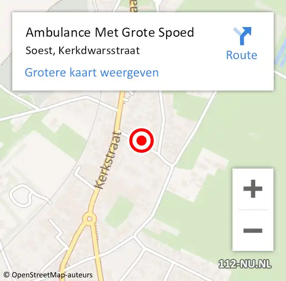 Locatie op kaart van de 112 melding: Ambulance Met Grote Spoed Naar Soest, Kerkdwarsstraat op 1 juni 2017 04:44