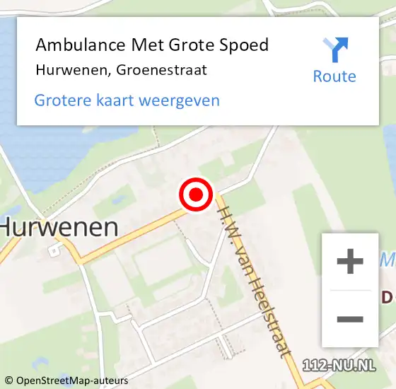 Locatie op kaart van de 112 melding: Ambulance Met Grote Spoed Naar Hurwenen, Groenestraat op 1 juni 2017 05:26