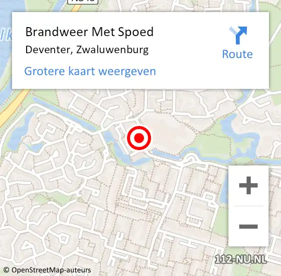 Locatie op kaart van de 112 melding: Brandweer Met Spoed Naar Deventer, Zwaluwenburg op 1 juni 2017 08:15